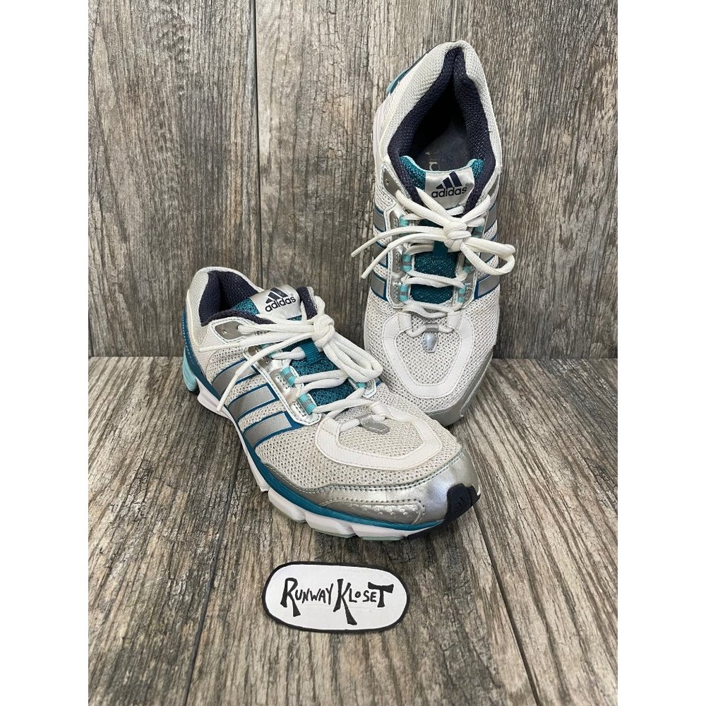 ADIDAS Mens Running Shoes Q22220 Sneakers Silver Aqua size 9 - Picture 8 of 10